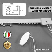 Binario Scorritenda Lineare da Soffitto in Alluminio Bianco con Movimento a Corda Apertura a Sinistr - Riloga Bastone per Tenda 160cm