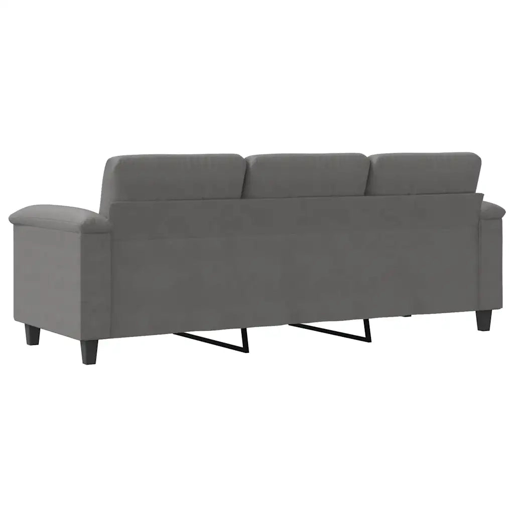 Divano a 3 Posti-Sofa 3 Posti Grigio Scuro 180 cm in Tessuto Microfibra