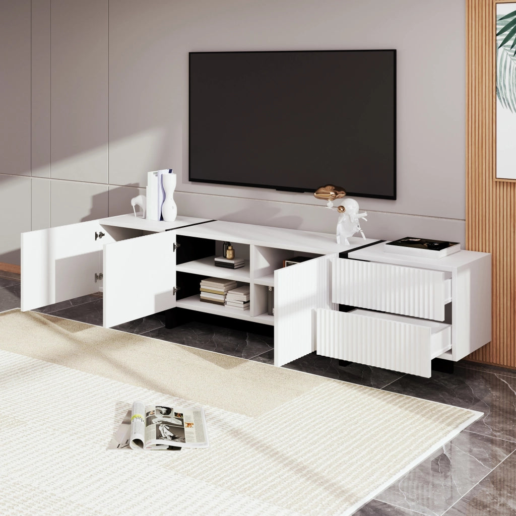 Mobile TV 190 cm con 3 ante e 2 cassetti, bianco e nero