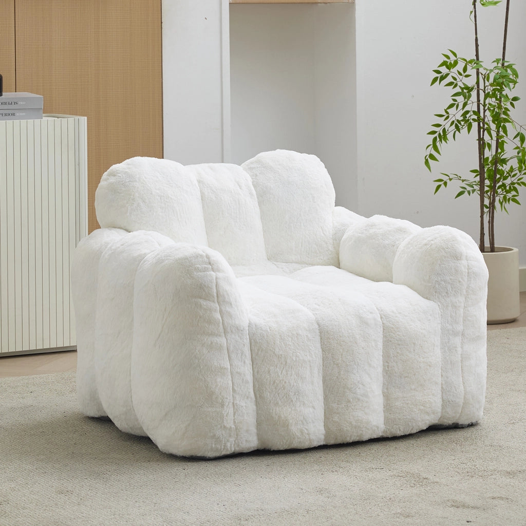 Poltrona a sacco a forma di loto in peluche bianco