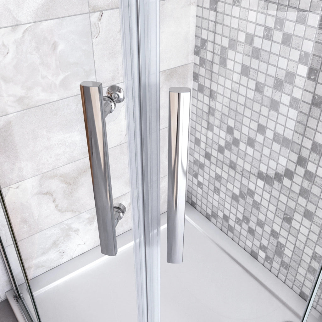 90x90x195 cm Box Doccia Semicircolare Porte Battenti e Ante Pieghevoli in Vetro Temperato 6mm Anticalcare Trasparente Profilo Cromo Lucido