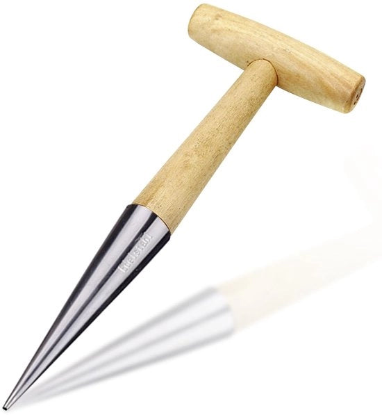 Tuingereedschap in Acciaio Inossidabile - Unico Pezzo - Manicotto in Legno - Dimensioni 11 x 28,5 cm