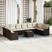 Set Divano da Giardino 11 pcs Marrone e bianco polyrattan