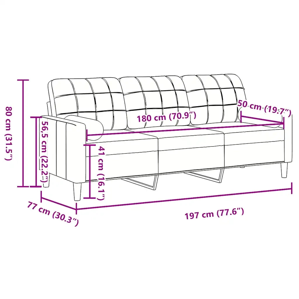 Divano a 3 Posti con Cuscini-Sofa 3 Posti con Cuscini Verde Scuro 180 cm in Velluto 840538