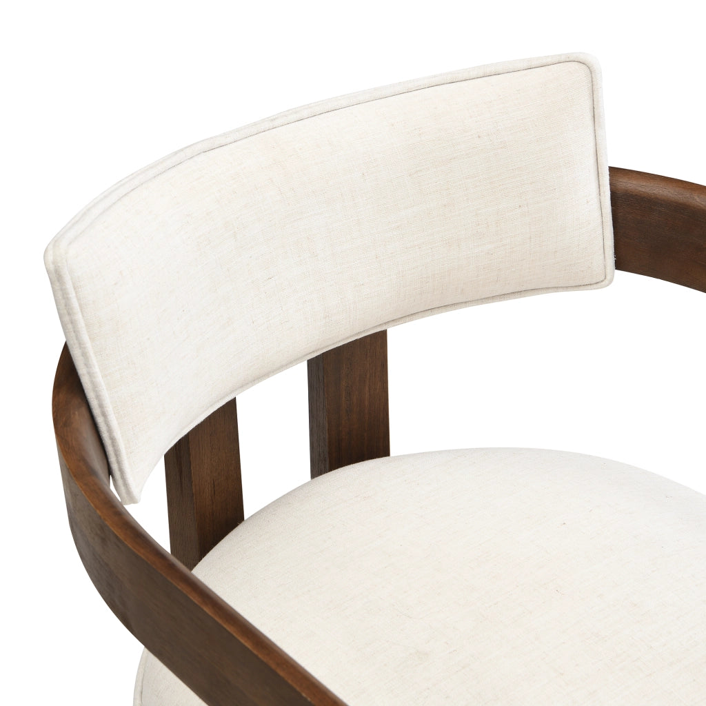 SEDIA con braccioli Set da 2 pezzi Legno massello e lino Colore noce