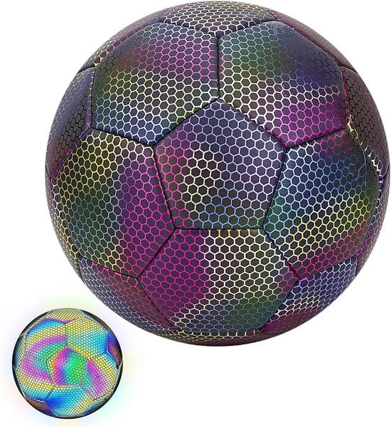 Pallone da Calcio Riflettente - Materiale Sostenibile e Vegetale - Dimensione Ufficiale per Partite Notturne - Pallone da Allenamento per Calcio - Regalo per Appassionato di Calcio - Adatto per Dimensione 4 - Riflettente - Pallone da Calcio da Allenamento