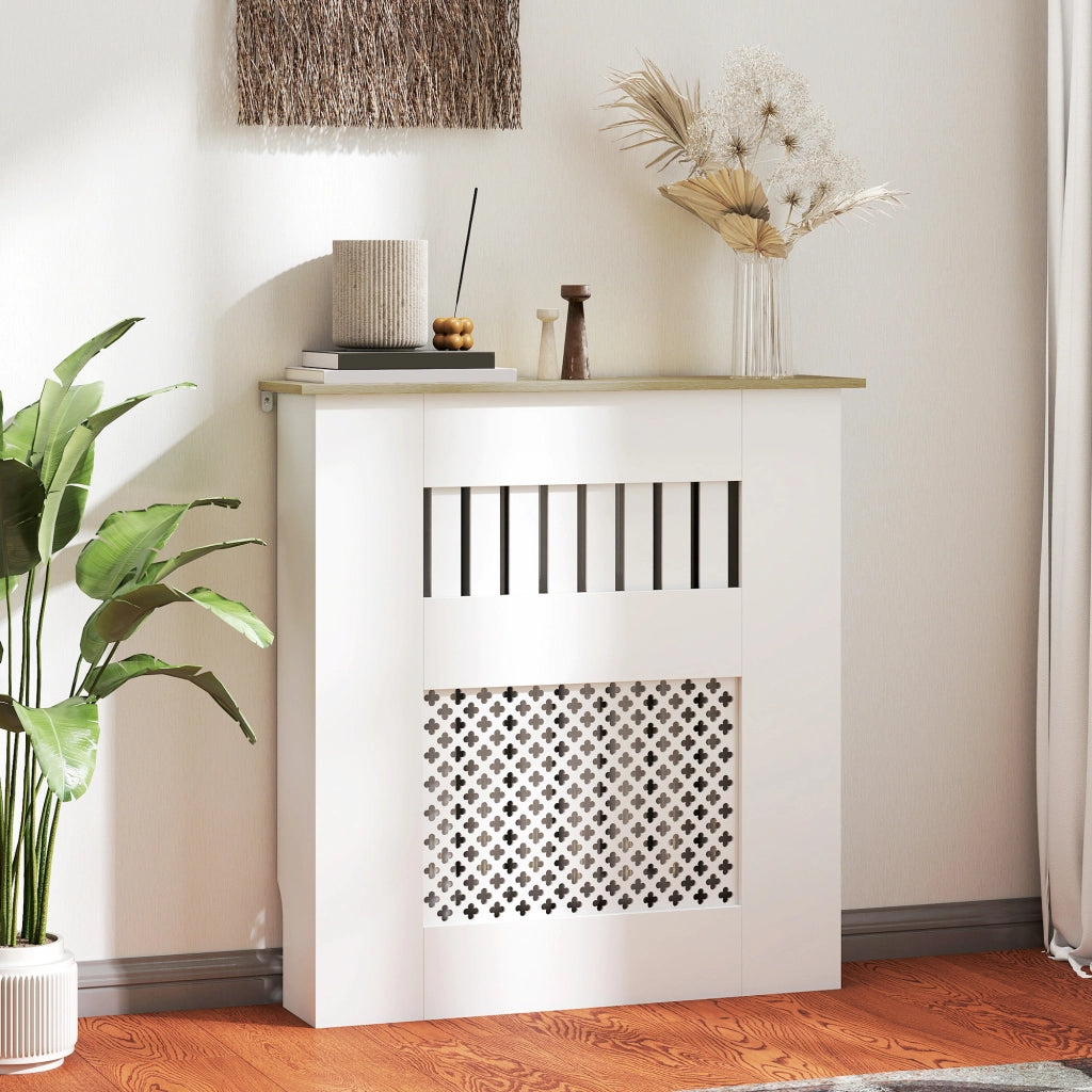 Copriradiatore in Legno Bianco con Ripiano Superiore Mobile Copritermosifone Moderno per Casa 78 x 19 x 81 cm