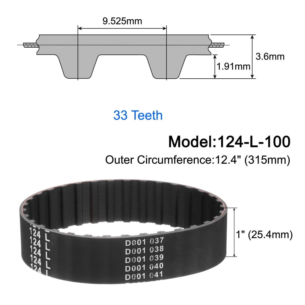 Cinghia dentata 124-L-100, 33 denti, 315 mm, larghezza 25,4 mm