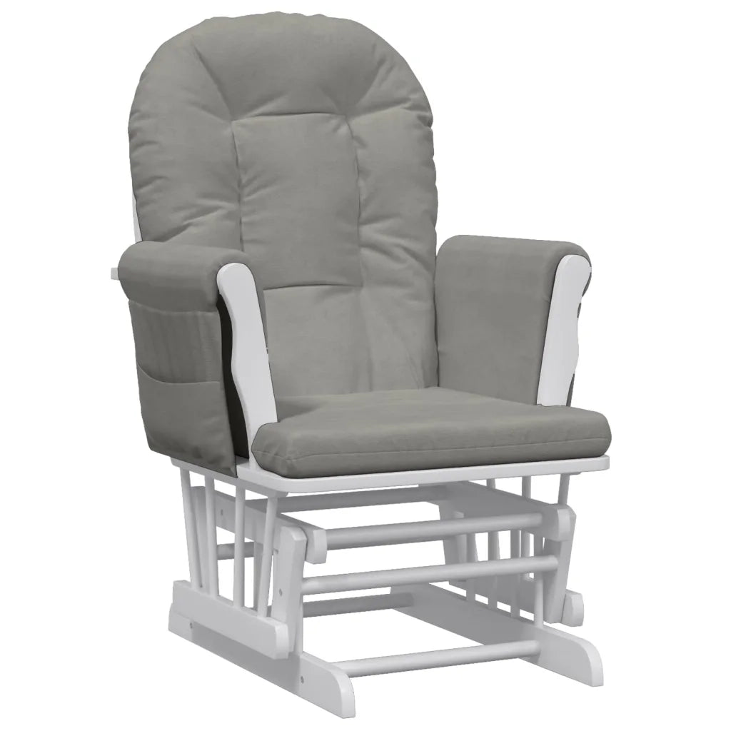 Poltrona | Sedia Relax Glider con Sgabello Grigio Chiaro in Tessuto