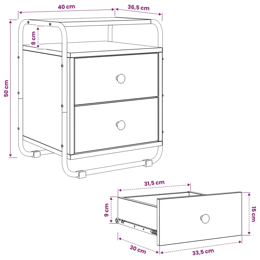 Armadio da Notte Sonoma grigio Legno ingegnerizzato 8007629