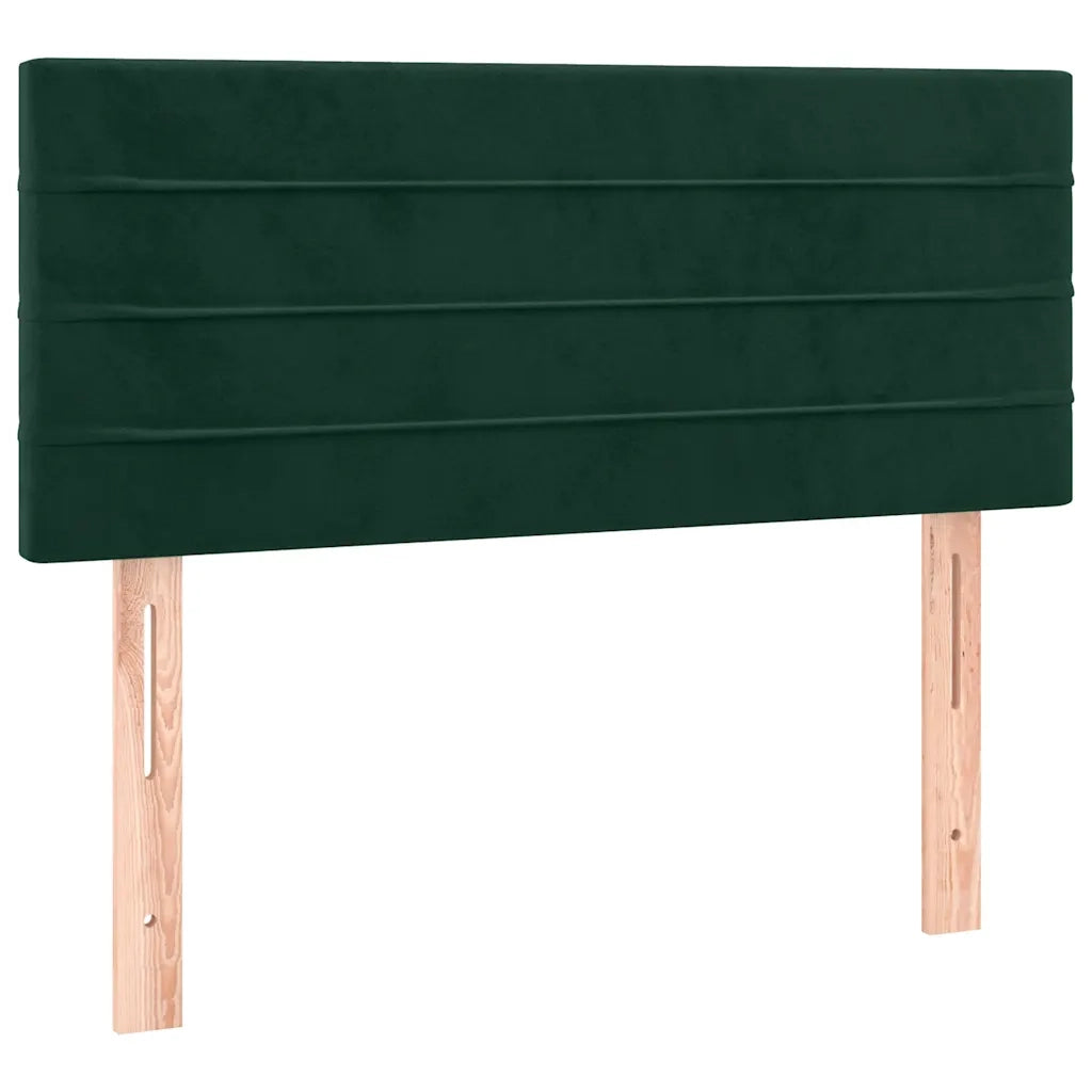 Letto a Molle con Materasso e LED Verde Scuro 90x200cm Velluto