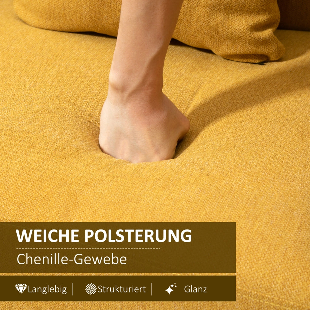 Divano a 2 posti con cuscini in poliestere naturale e piedini regolabili per piccoli spazi 80 × 130 × 70 cm