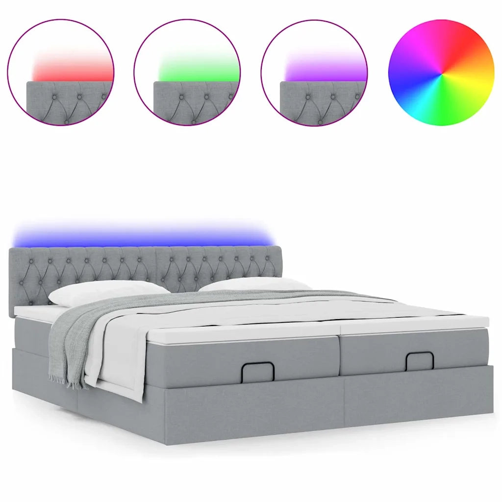 Struttura Letto Pouf con Materassi 200x200 cm in Tessuto