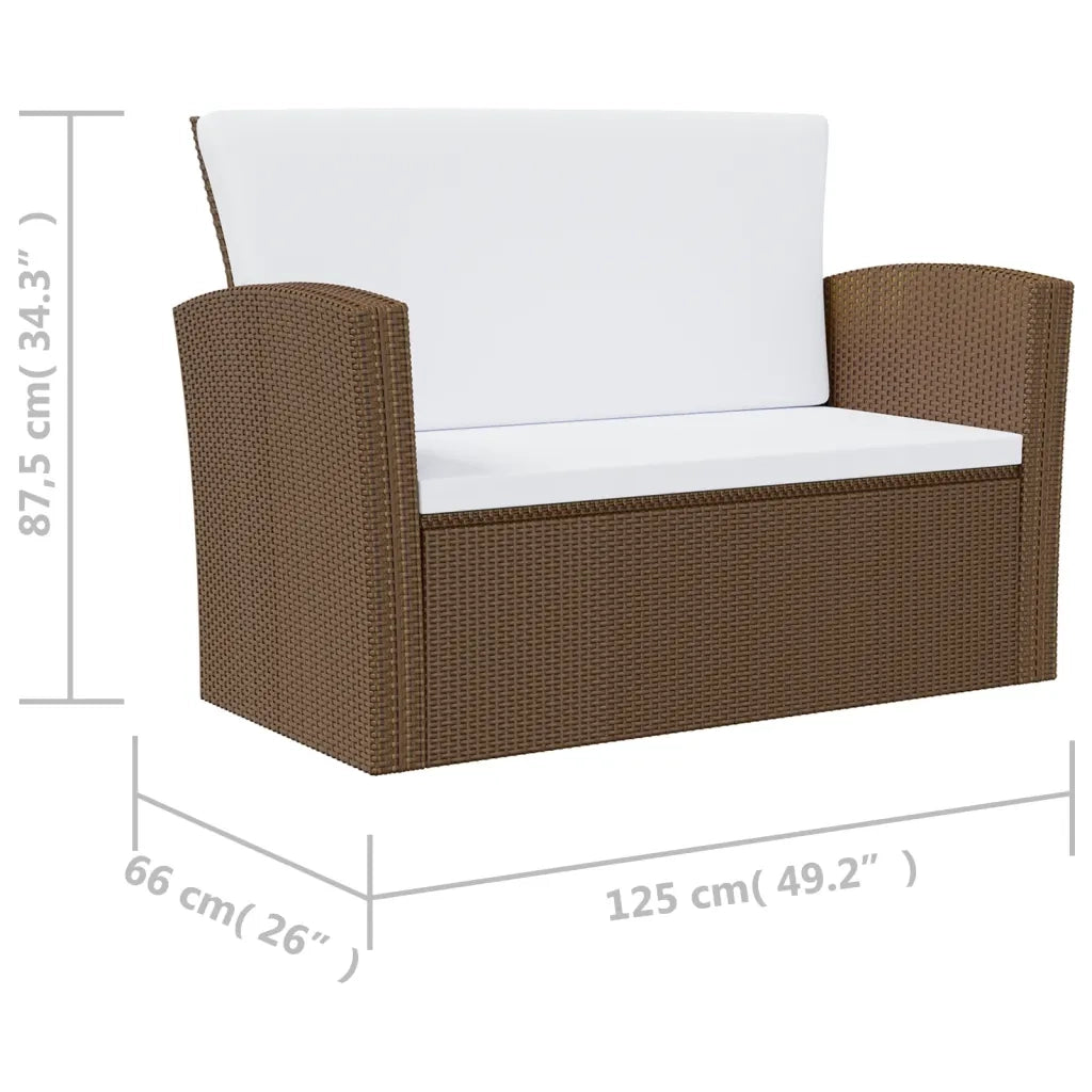 Set Divani da Giardino 8 pz con Cuscini in Polyrattan Marrone 3095943