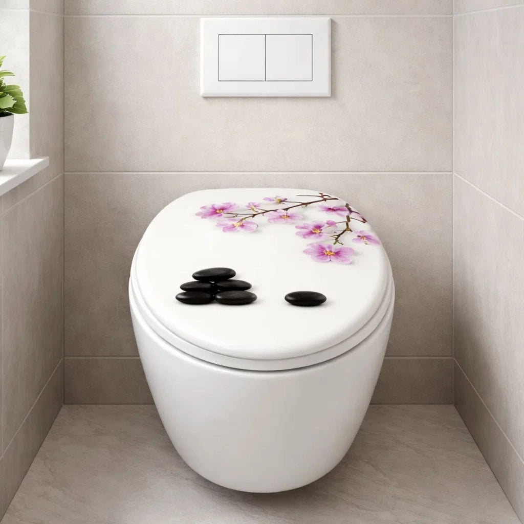 Sedile wc copri vater universale frizionato fantasia in mdf chiusura rallentata *** fantasia chinese spring, confezio...