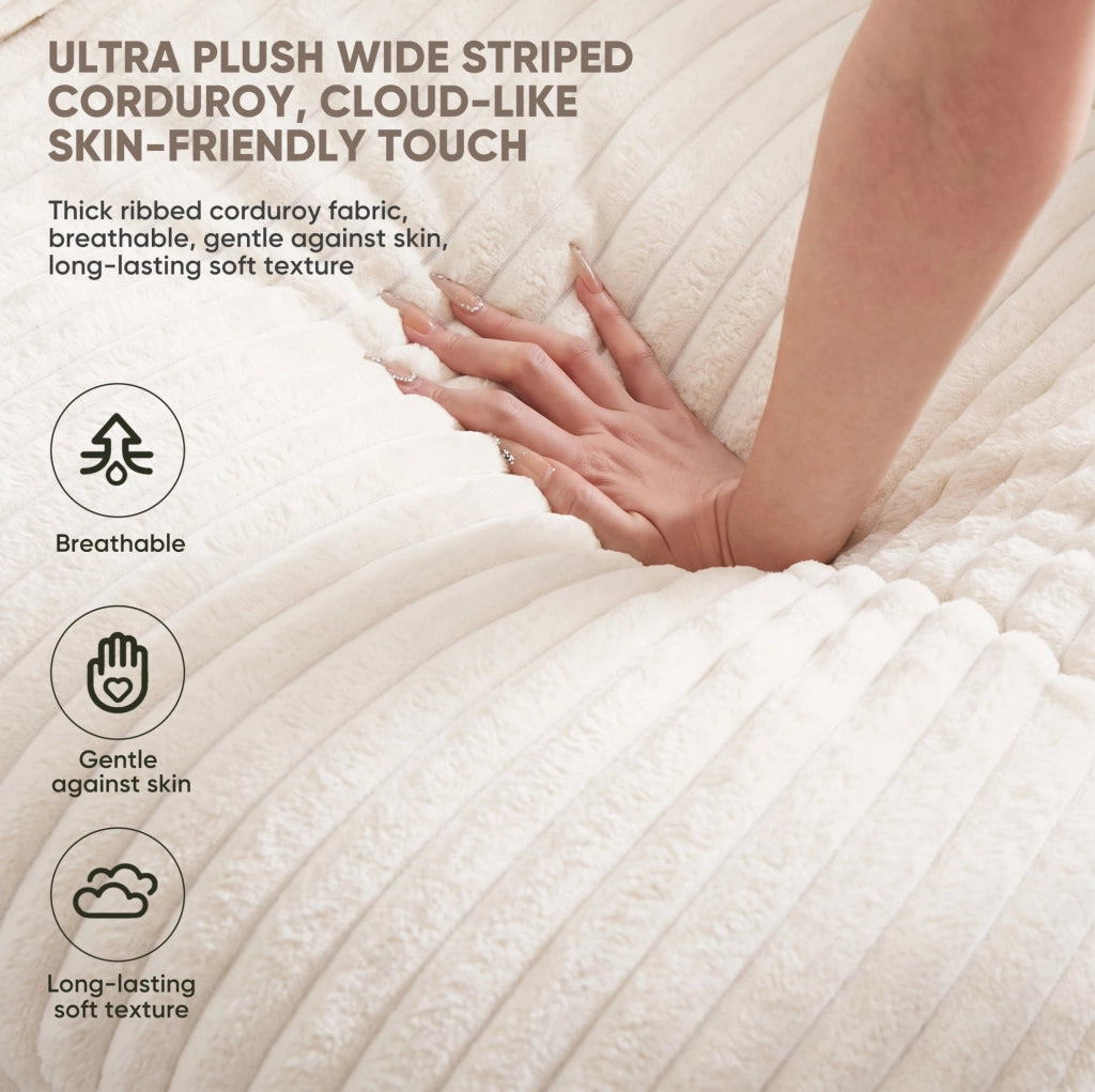 DIVANO Modulare 3-in-1 Beige in Velluto a Coste Set 3 Moduli
