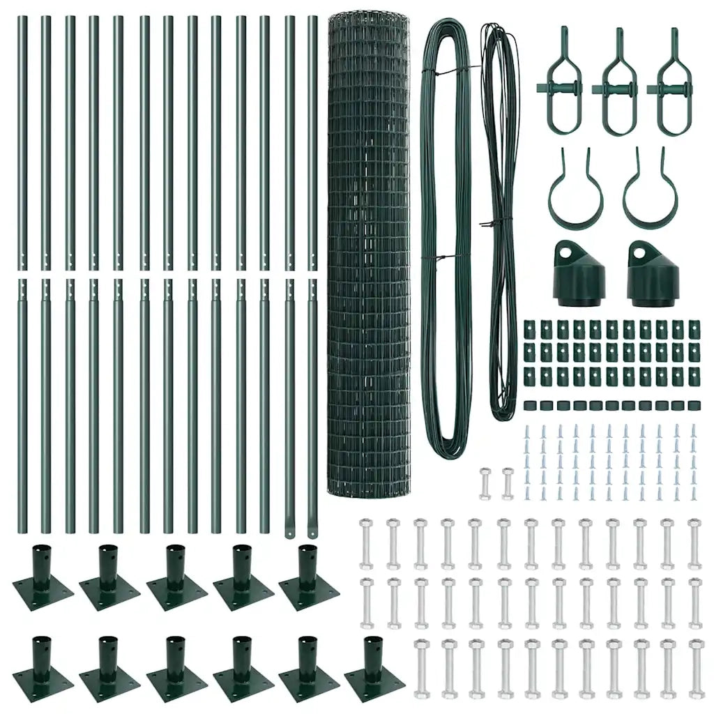 Recinzione da Giardino | Recinzione con Posto Verde 1,2 x 25 m Acciaio e PVC