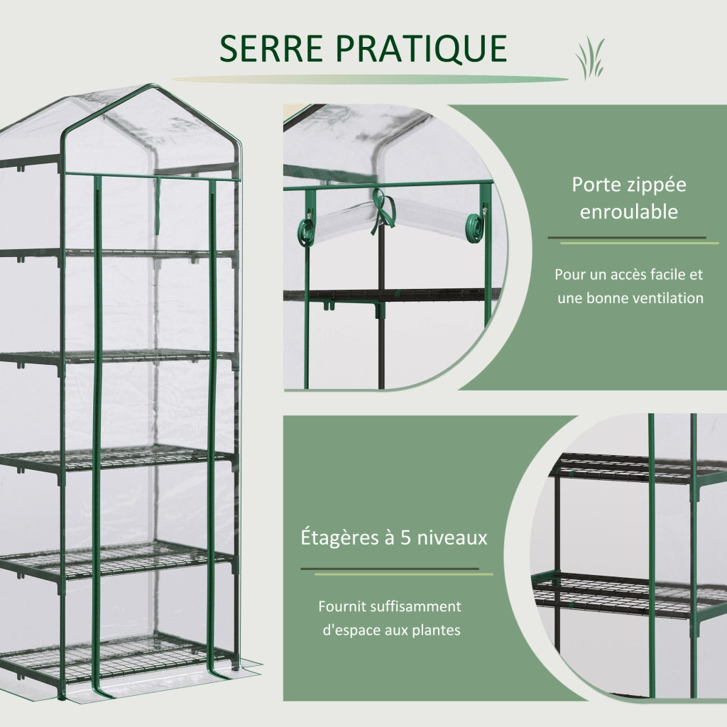 Serra da Giardino con Scaffali 5 Livelli ¨C Xylo ¨C PVC Trasparente 69x49x193cm