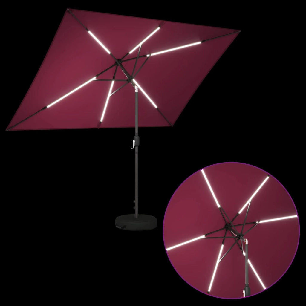Parasol da giardino con luci LED e base 200 x 300 cm Poliestere 42036244