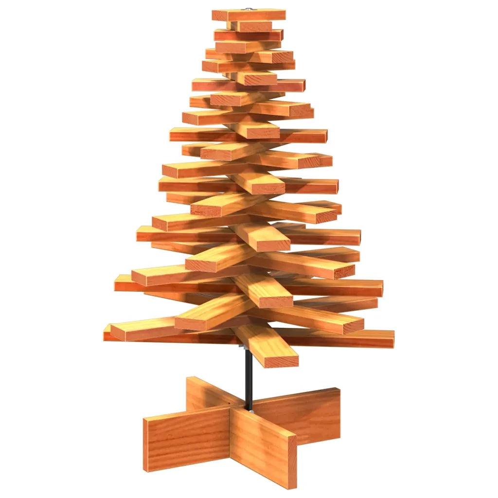 Albero di Natale | Decorazioni natalizie Marrone Cera 80 cm in Legno Massello di Pino