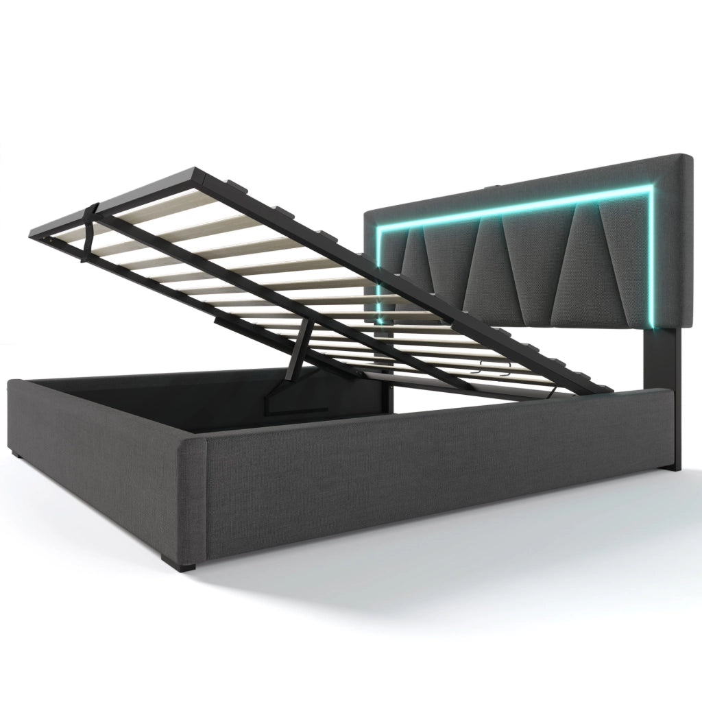 Letto matrimoniale 160x200 con materasso e illuminazione LED