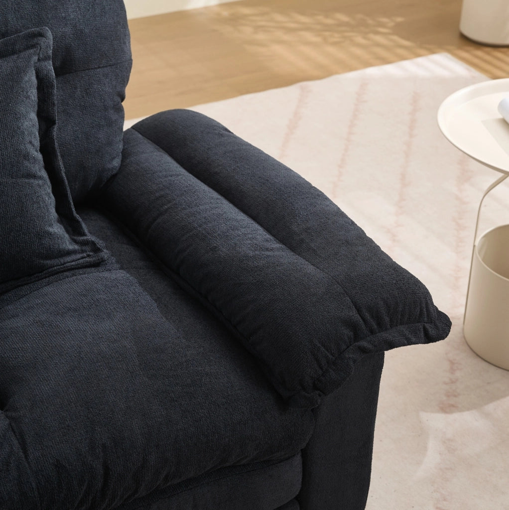 Poltrona Girevole 360° in Chenille Oversize con Cuscino di Supporto per Soggiorno e Camera da Letto