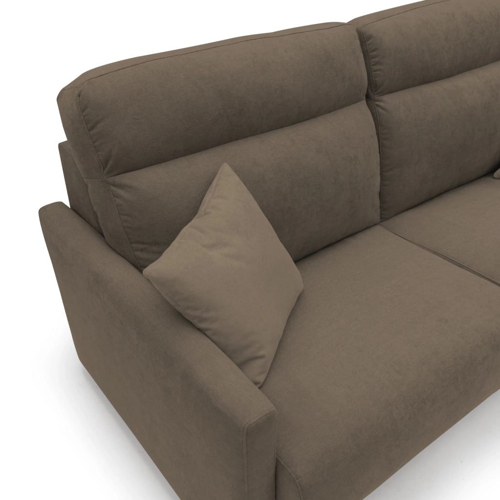 Margot Divano letto matrimoniale con schienale morbido alto in tessuto T02 196 cm (mat. 160x197) marrone