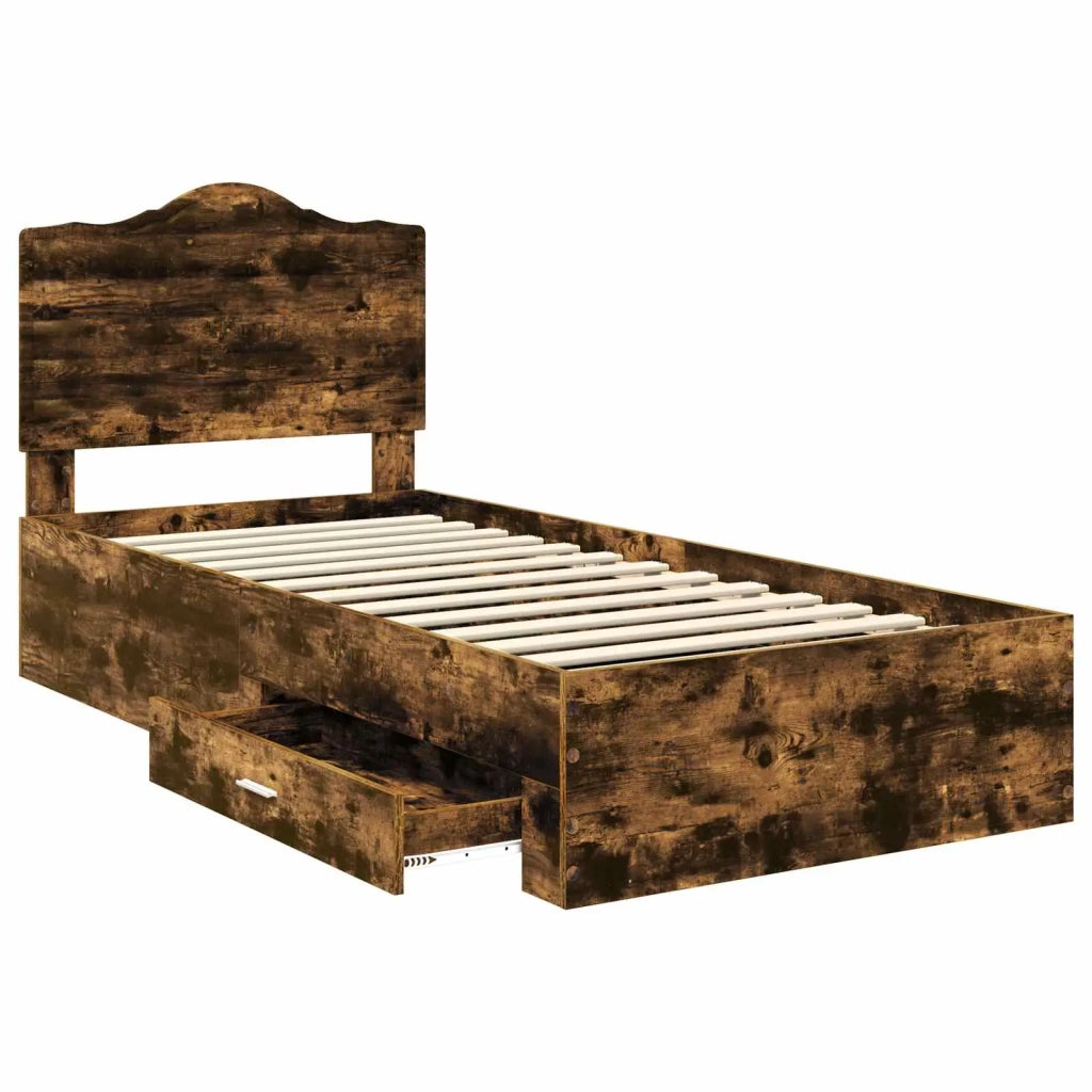 Struttura del letto-Giroletto Rovere fum¨¦ 90 x 190 cm Legno multistrato 585019