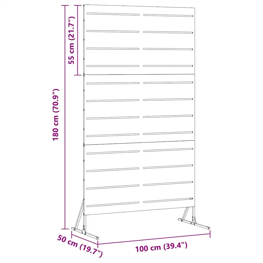 Schermo per Privacy Nero 100 x 50 x 180 cm Acciaio 868563
