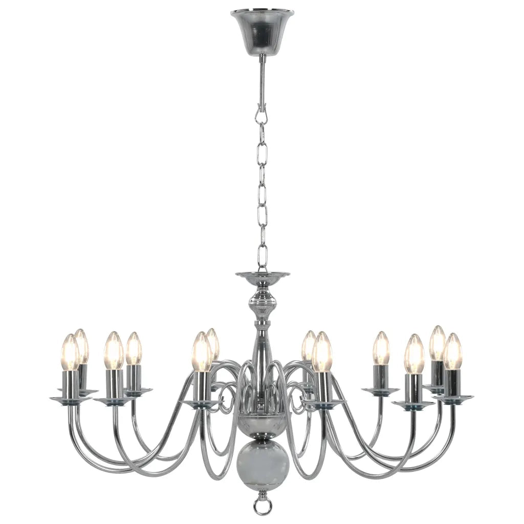 Lampadario classico elegante a 12 lampadine 80 x 45 cm in metallo argentato 02_0046428