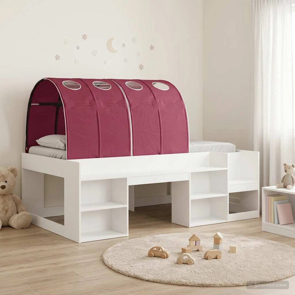 Letto con Tunnel 3 pz Bianco e Rosso Legno ingegnerizzato 3423609