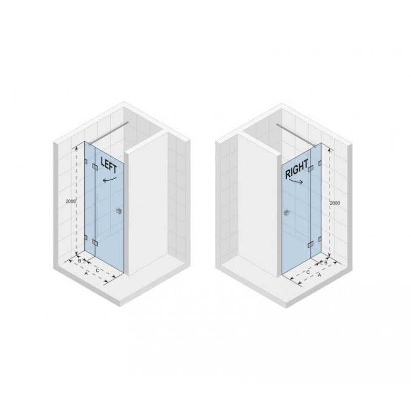 Porta doccia a battente sinistra con cerniere nere SCANDIC NXT 104 RIHO 120x200 cm