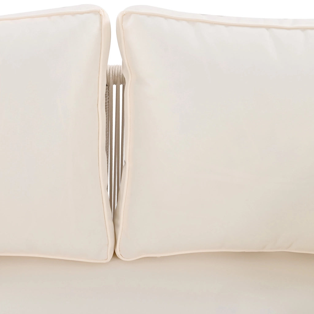 Sofa da giardino con 2 cuscini rimovibili e lavabili, lettino prendisole per esterni, color beige