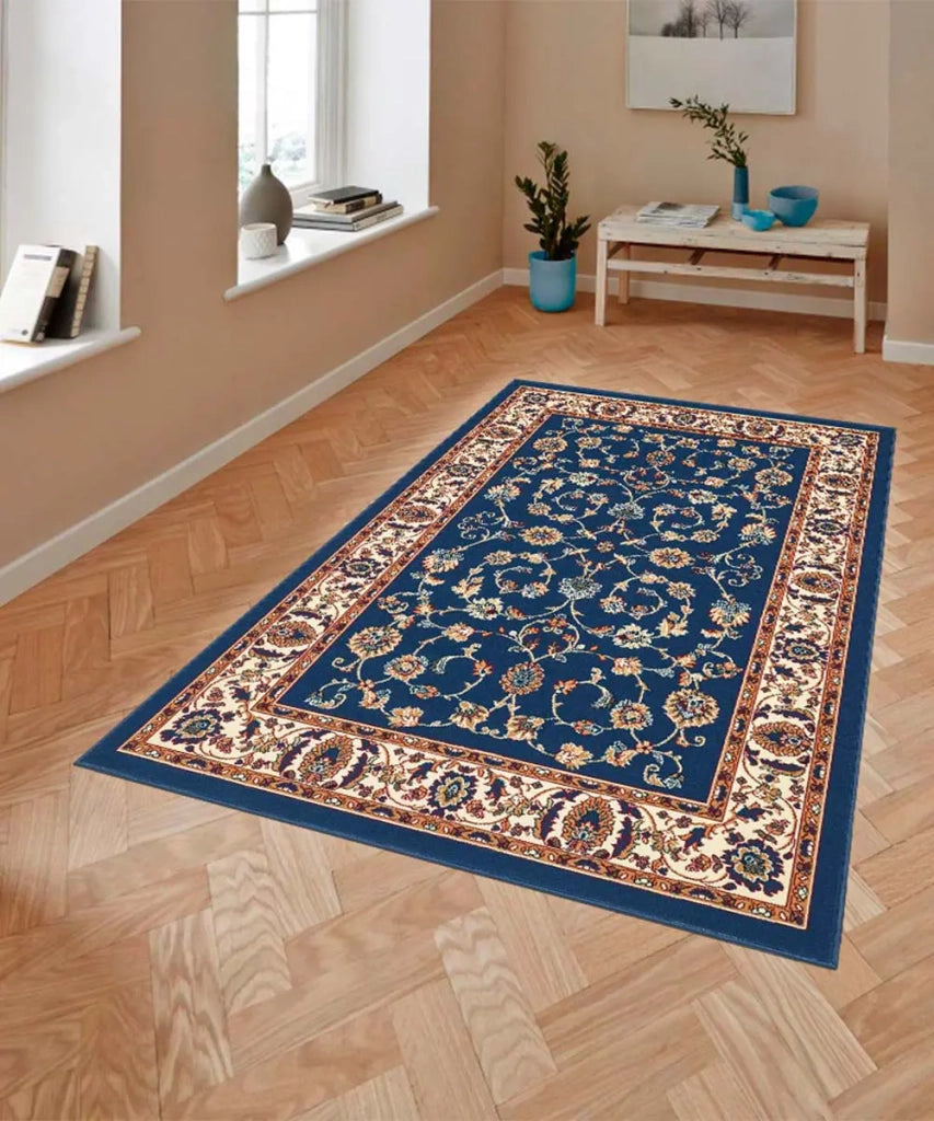Tappeto P2079 azzurro cm.280x470 motivo classico orientale persiano, economico resistente facile da pulire