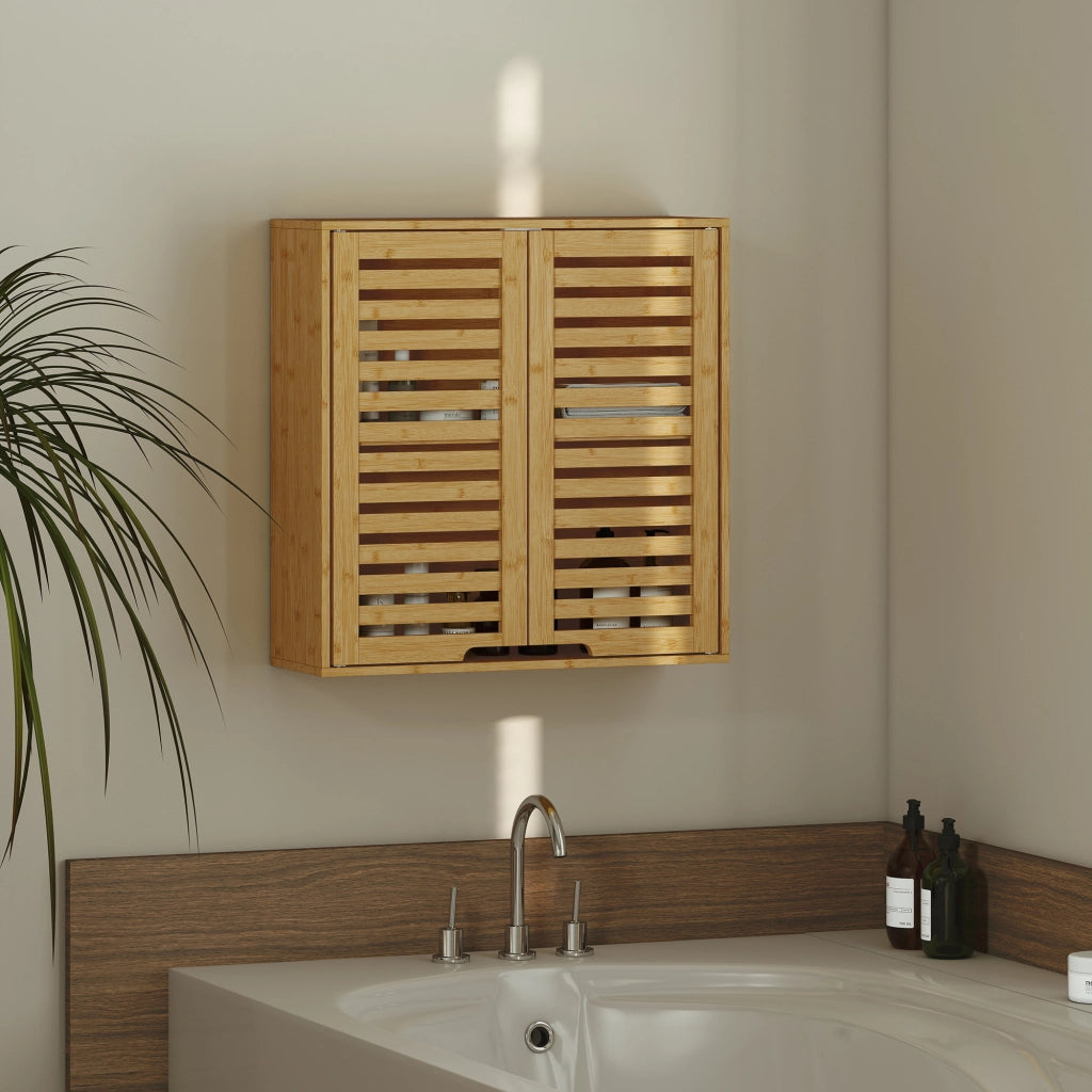 Mobile bagno da parete ¨C Xylo ¨C bamb¨´ naturale con ripiano regolabile 60x20x60 cm