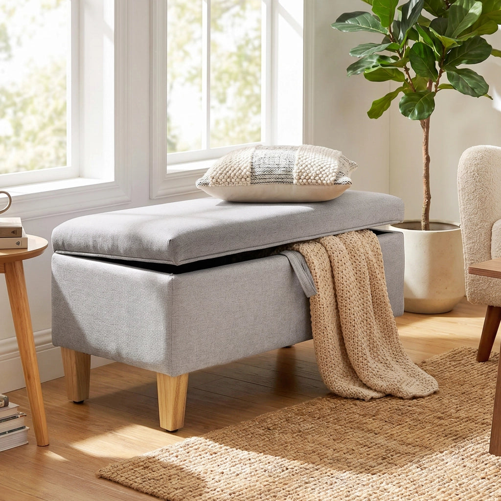 Poltrona con pouf e contenitore ¨C Minimal ¨C Grigio chiaro