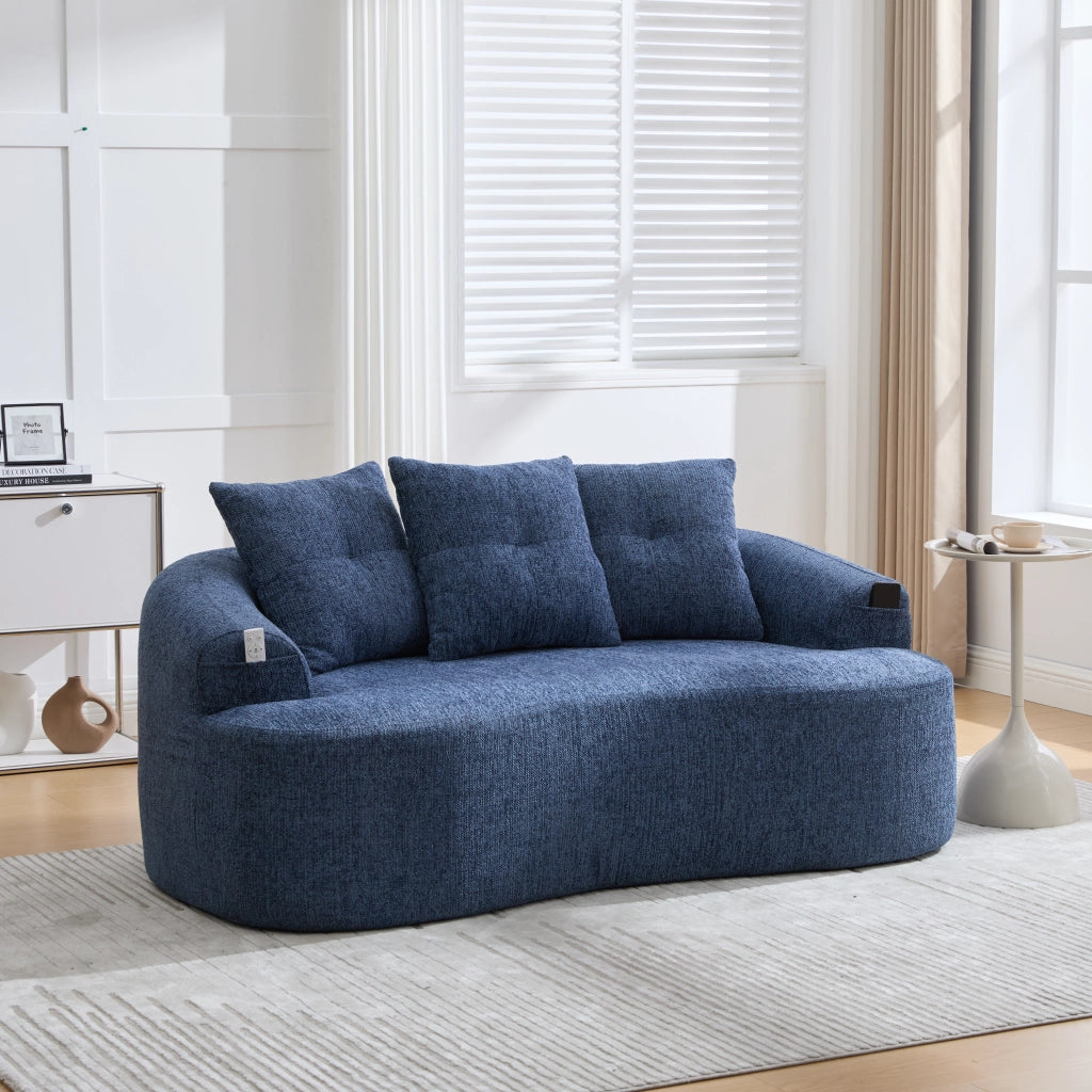 Divano 2 Posti Chenille con Cuscini ¨C MINIMAL ¨C Grigio/Beige, Morbido, Compatto