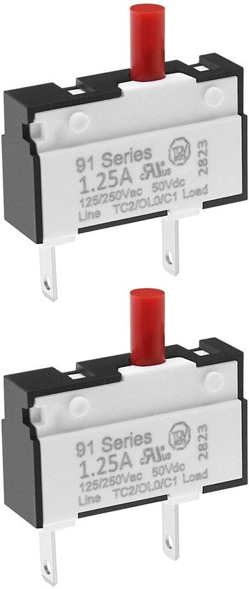 Protezione contro sovraccarico di corrente - Interruttore termico a mano - Reset manuale - 1,25A - Compatibile con Dyson DC25 - 2 pezzi