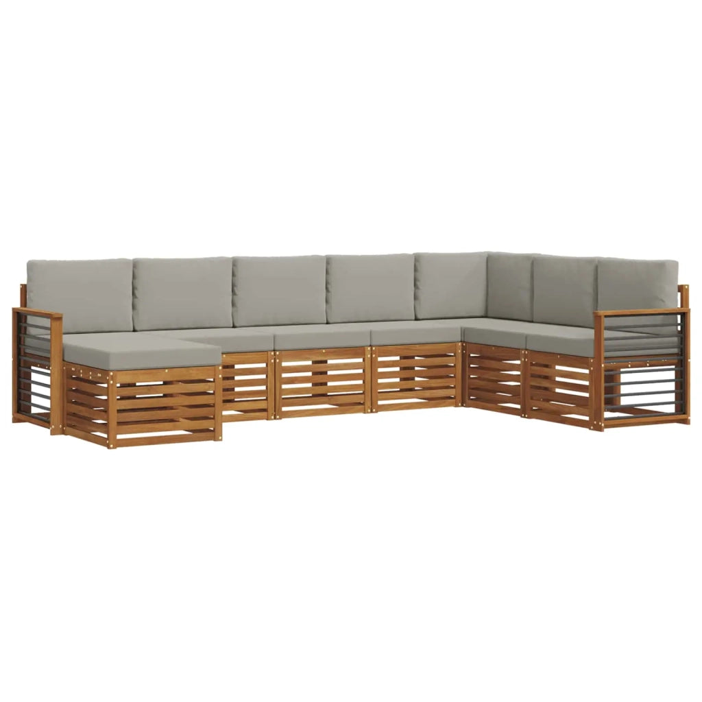 Set divano sezionale con cuscino 8 pcs Grigio Naturale e Chiaro 3375301