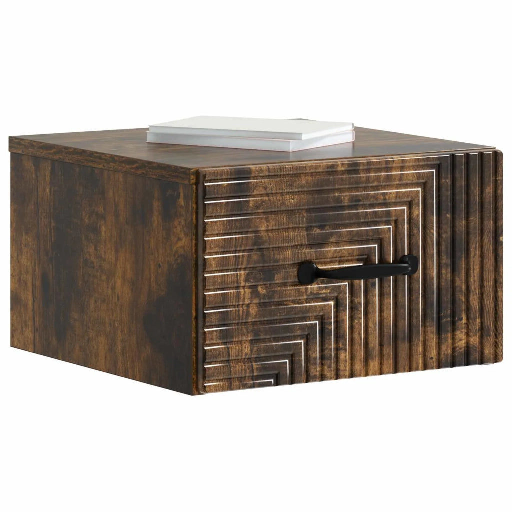 Mobiletto da notte a muro Rovere Fumo 34,5 x 33 x 20 cm 898605