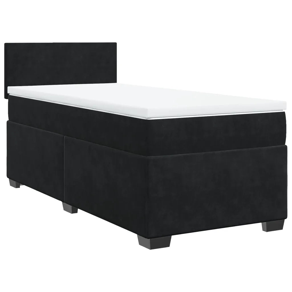 Giroletto a Molle con Materasso-Struttura Letto Nero 90x200 cm in Velluto 678449