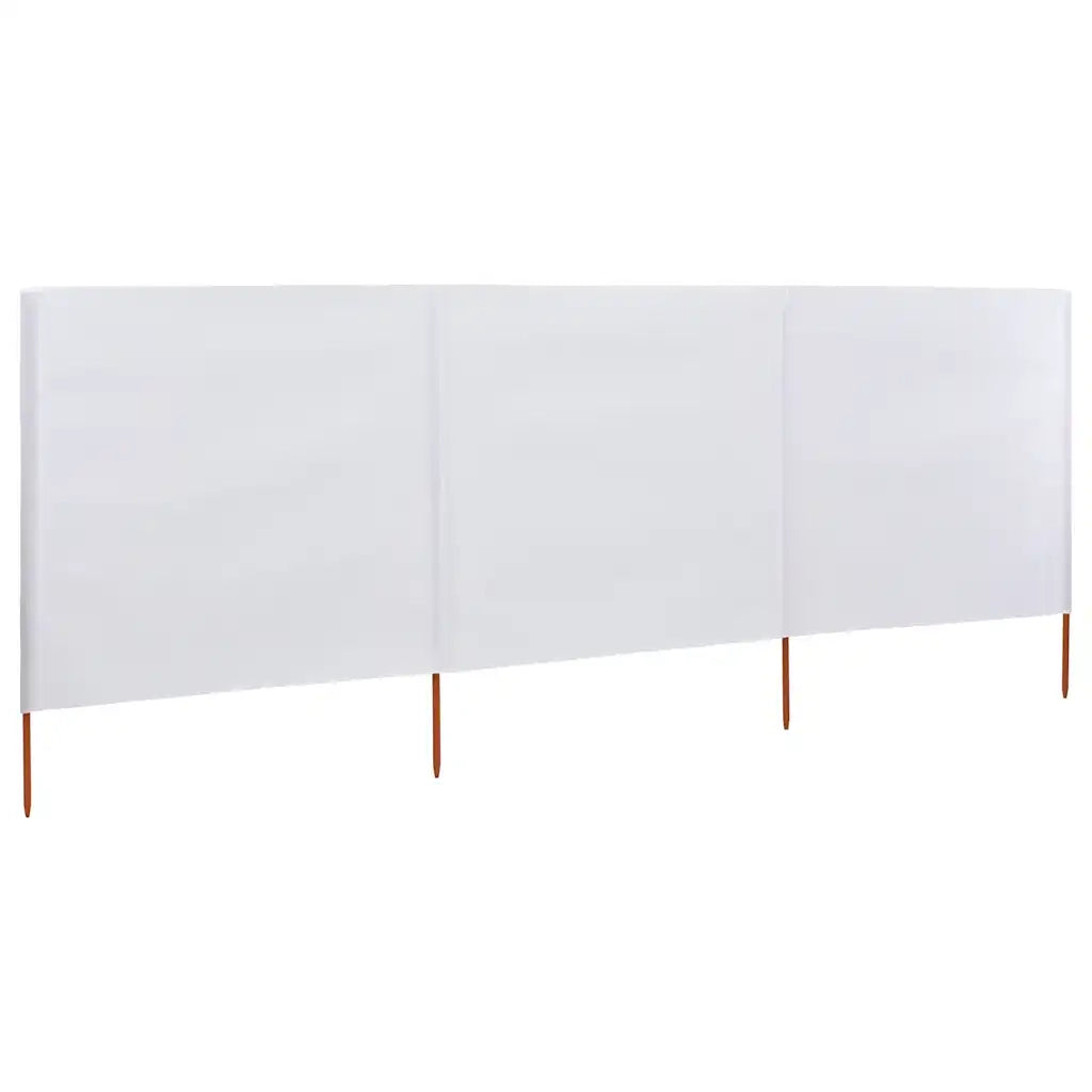 Paravento a 3 Pannelli in Tessuto-Divisorio 400x160 cm Bianco Sabbia