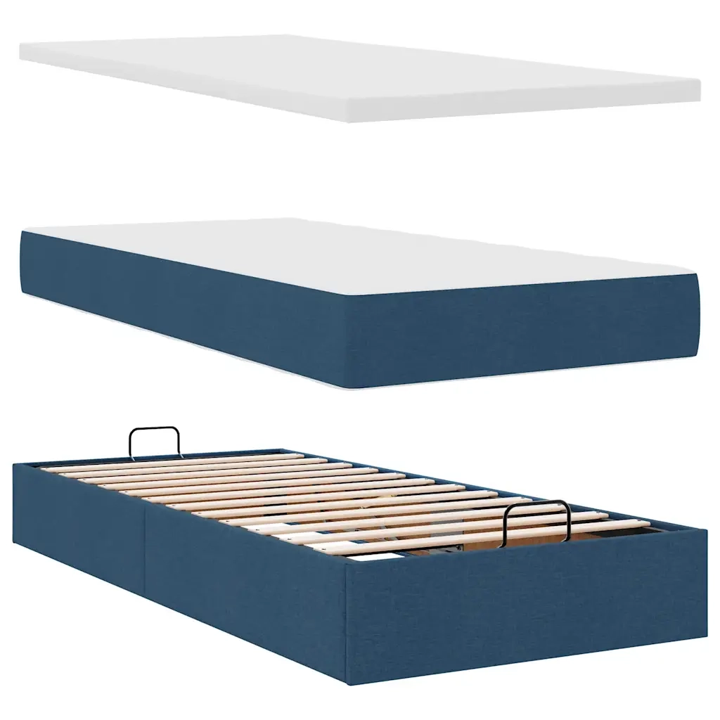 Struttura Letto Pouf con Materassi Blu 180x200cm in Tessuto 3312891