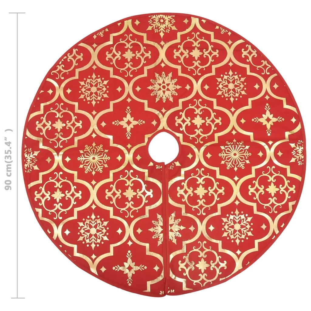 Gonna Albero Natale Raffinata con Calza-Decorazioni natalizie Rosso Tessuto 90 cm