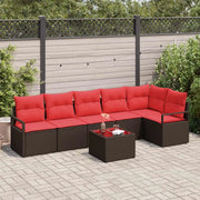 Set Divano da Giardino 7 pcs Marrone e Rosso polyrattan 3355083