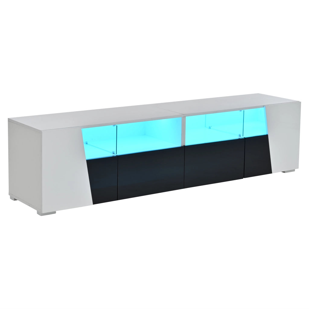Mobile porta TV 180 cm bianco e nero con illuminazione integrata