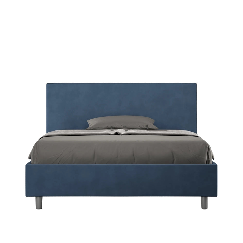 Letto Matrimoniale Large 180x190 cm con Rete e Contenitore Adele Blu