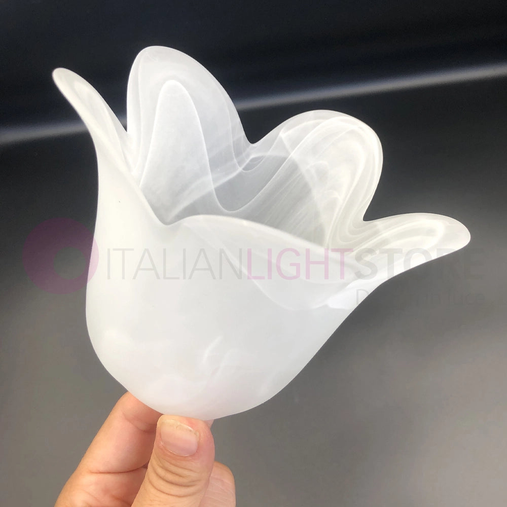 SPRING Kit 3 Pezzi Coppa Tazza Paralume in Vetro Alabastro a Forma di Fiore Ricambio