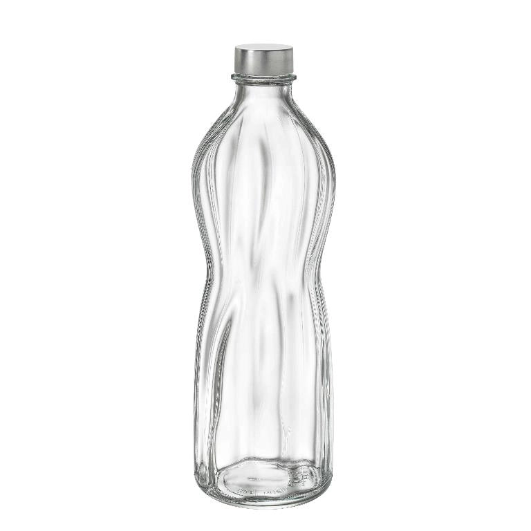 1 Pezzo Bottiglia Aqua in Vetro Trasparente con Tappo 1 Litro Bormioli Rocco