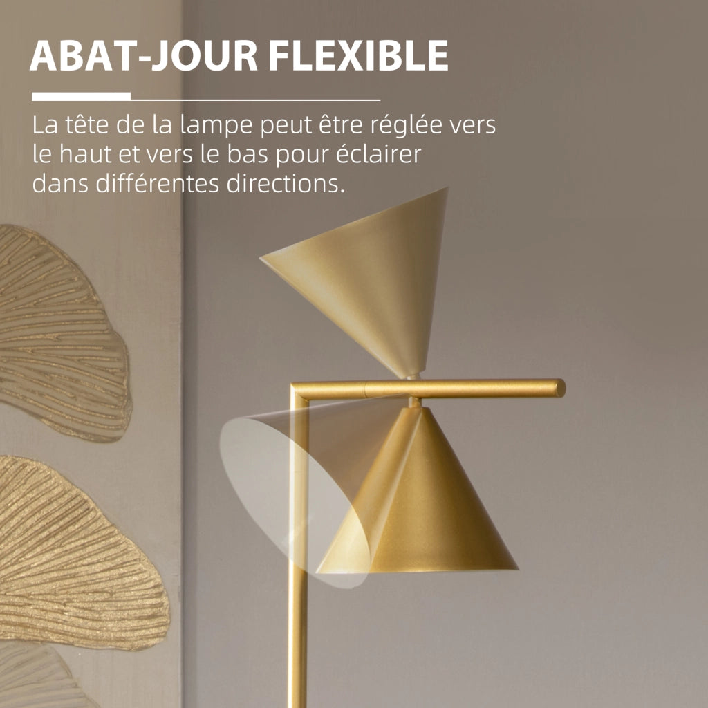 Lampada da terra orientabile con paralume conico e base in marmo ¨C Minimal ¨C dorato 35x26x153 cm